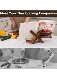 Arabest Cookbook Stand, Handmade Wooden Cookbook Holder, Recipe Book Holder for Display Stand, Farmhouse Cook Book Stand for Cooking, Cookbook and Recipe Holder for Kitchen Counter  - Image 5