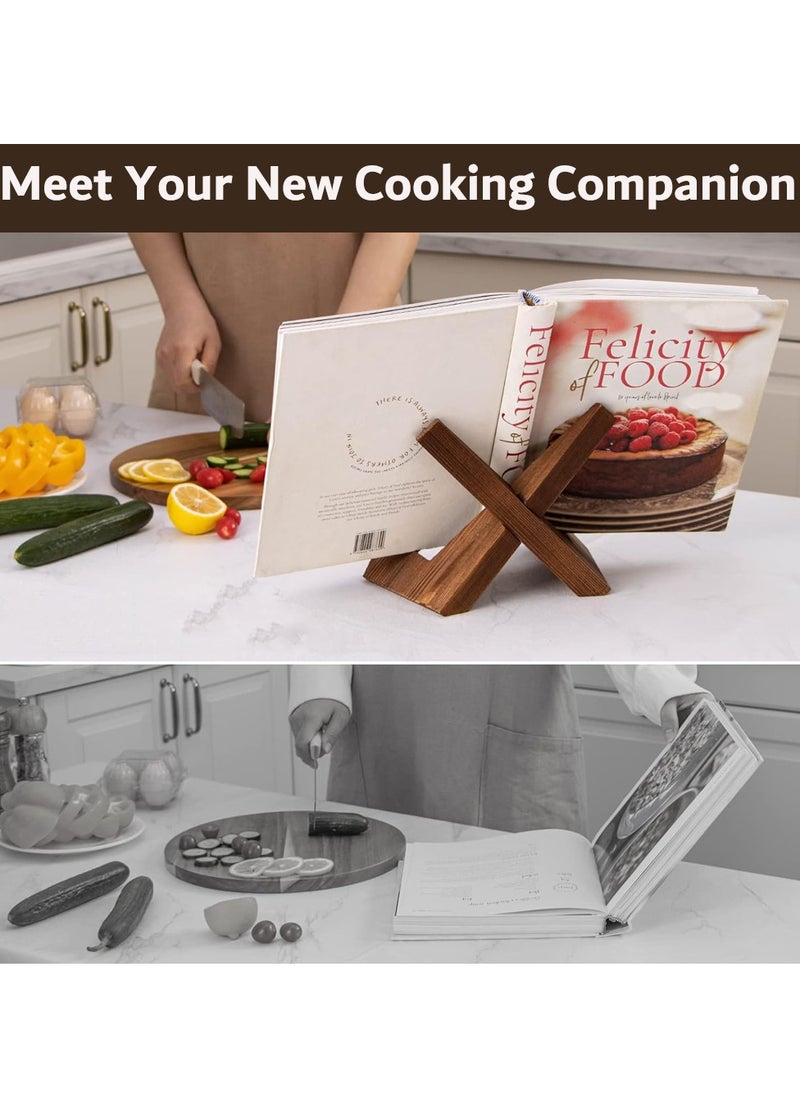 Arabest - Cookbook Stand, Handmade Wooden Cookbook Holder, Recipe Book Holder for Display Stand, Farmhouse Cook Book Stand for Cooking, Cookbook and Recipe Holder for Kitchen Counter - Image 1
