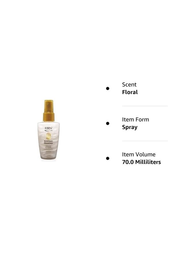 Secret of Pharaoh Egyptian Diamond | Hair & Body Glitter Mist Spray | Glitter Spray for Skin, Hair and Body, Quick Dry, Waterproof and Long-Last | 70mL/2.37fl.oz. (Platinum & Sapphire)
