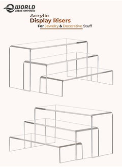 Eworld 6 Pack clear Acrylic Display Riser for jewelry and Decorative stuff  - Image 1
