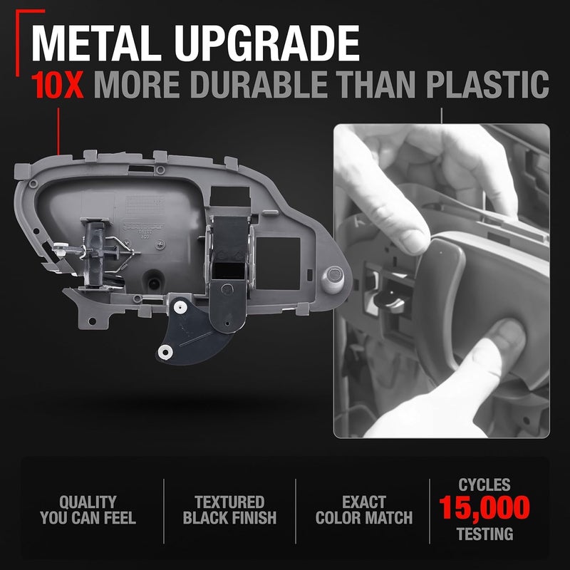 T1A Interior Front/Rear Passenger Door Handle Upgraded Metal - Compatible with 1995-1999 Chevrolet GMC C1500 & K1500 Suburban, C2500 & K2500 Suburban, 95-00 C3500 & K3500, 95-02 C5500 - Gray, OEM 1570804 - Image 3