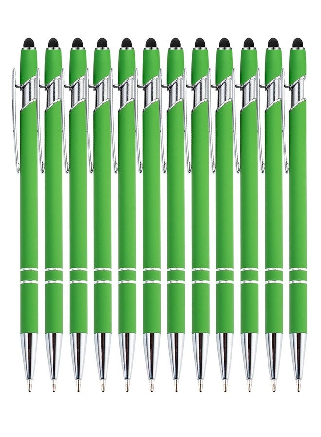 PASISIBICK 12 Pieces Green Ballpoint Pen with Stylus Tip, 2 in 1 Stylus Stylish Pen, Metal Stylus Pen for Touch Screens, Black Ink, 1.0 mm Medium Point.(12 PCS Green) - Image 1