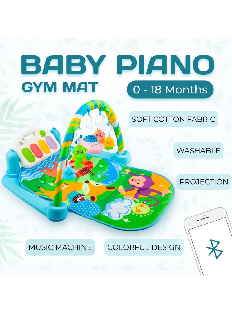 UniTrain Baby Play Mat and Gym  - Tummy Time Baby Activity Center and Piano with Sensory Hanging Play Toys - Play Gym with Music and Lights - Baby Essential Stuff for Infant Boy and Girl  - Image 1