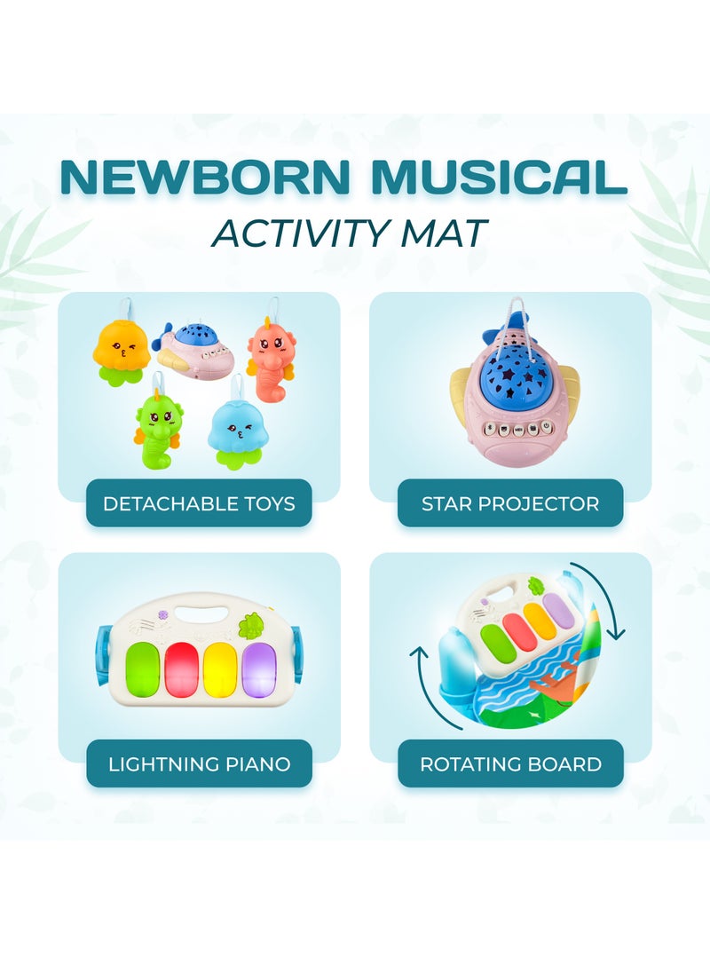 UniTrain Baby Play Mat and Gym  - Tummy Time Baby Activity Center and Piano with Sensory Hanging Play Toys - Play Gym with Music and Lights - Baby Essential Stuff for Infant Boy and Girl  - Image 2