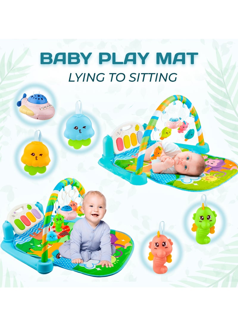 UniTrain Baby Play Mat and Gym  - Tummy Time Baby Activity Center and Piano with Sensory Hanging Play Toys - Play Gym with Music and Lights - Baby Essential Stuff for Infant Boy and Girl  - Image 4