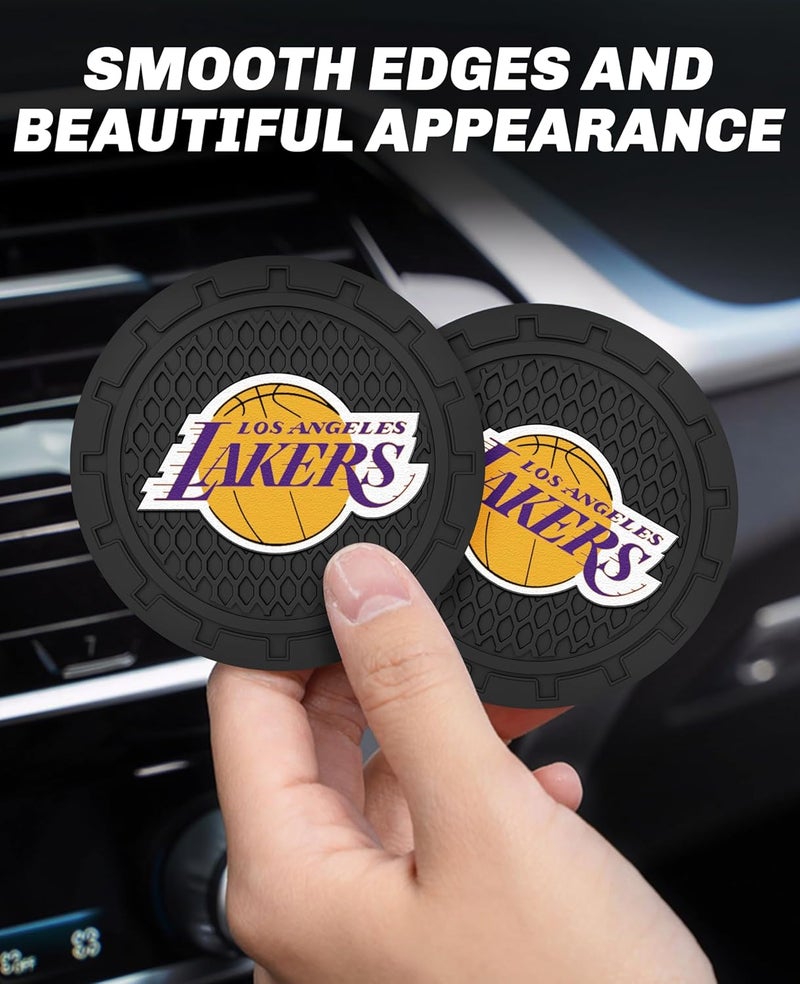 EMIJOY Lakers Car Cup Holder Coasters,LA Lakers Car Cup Coasters for Drink Holder,2pcs Car Cup Holder Insert,Basketball Stuffs for Cars,Anti-Split Dust Proof Car Cup Mat,Silicon Beverage Mat,2.75'' - Image 4