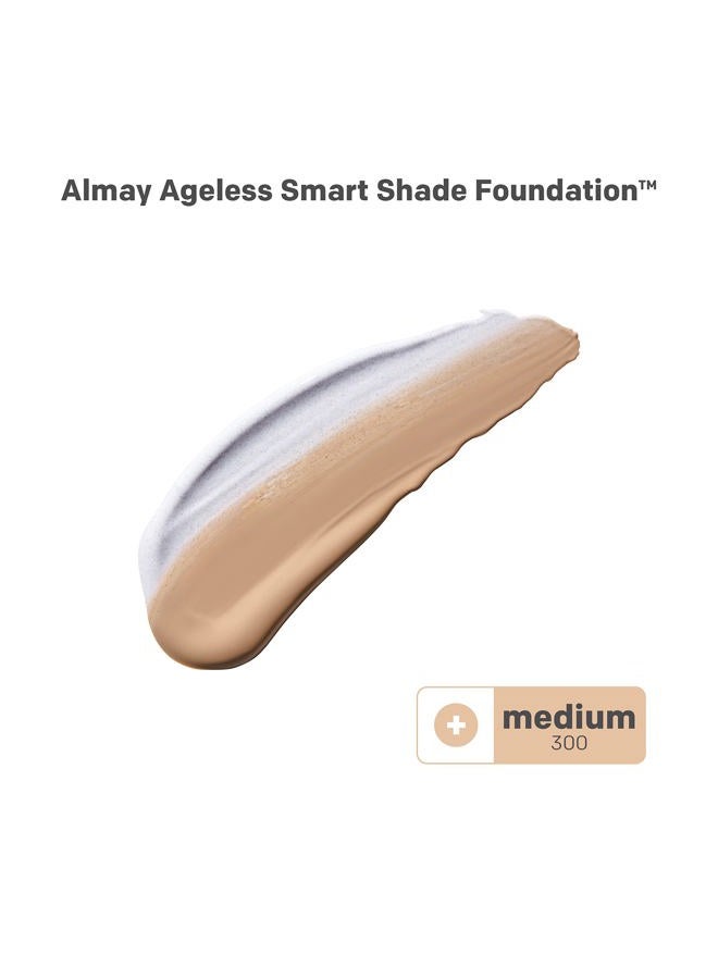 Almay Anti-Aging Foundation by, Smart Shade Face Makeup with Hyaluronic Acid, Niacinamide, Vitamin C & E, Hypoallergenic-Fragrance Free, 300 Medium, 1 Fl Oz (Pack of 1) - Image 2