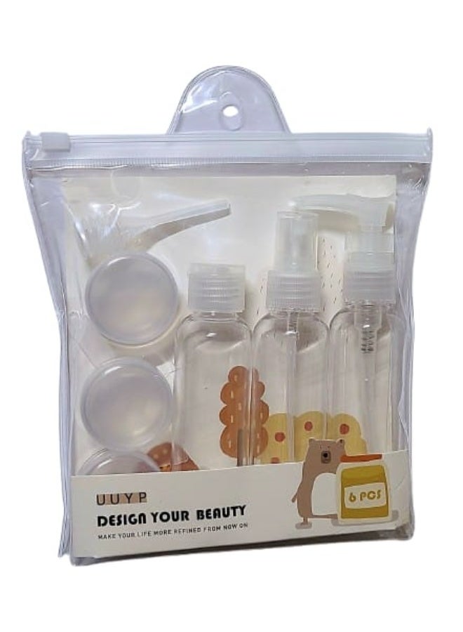 6-Piece Eco-Friendly Travel Bottle Set (Clear) - Image 2