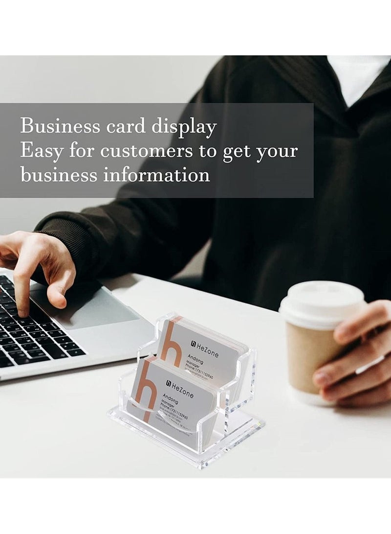 Generic Acrylic Business Card Holder for Desk Business, Business Card Stand Business Card Display Holder, Clear Plastic Business Card Holder Display Office, Holds 100 Cards (2 Tier, 2 Slots)  - Image 4