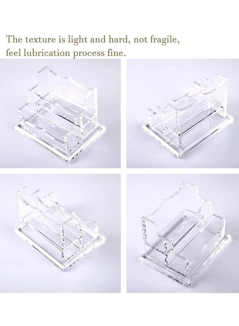 Generic Acrylic Business Card Holder for Desk Business, Business Card Stand Business Card Display Holder, Clear Plastic Business Card Holder Display Office, Holds 100 Cards (2 Tier, 2 Slots)  - Image 5