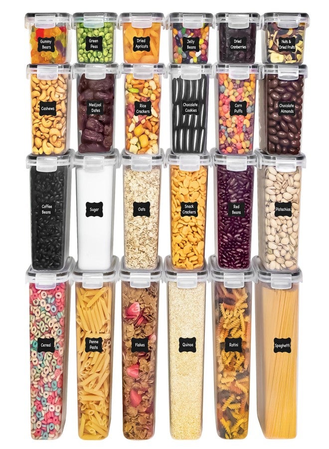 Freshware Kitchen Storage Containers with Lids, 48 PCS Airtight Food Storage Containers, Plastic Kitchen Containers, Pantry Containers for Cereal, Dry Food, Includes Labels, Marker & Measuring Spoons - Image 4