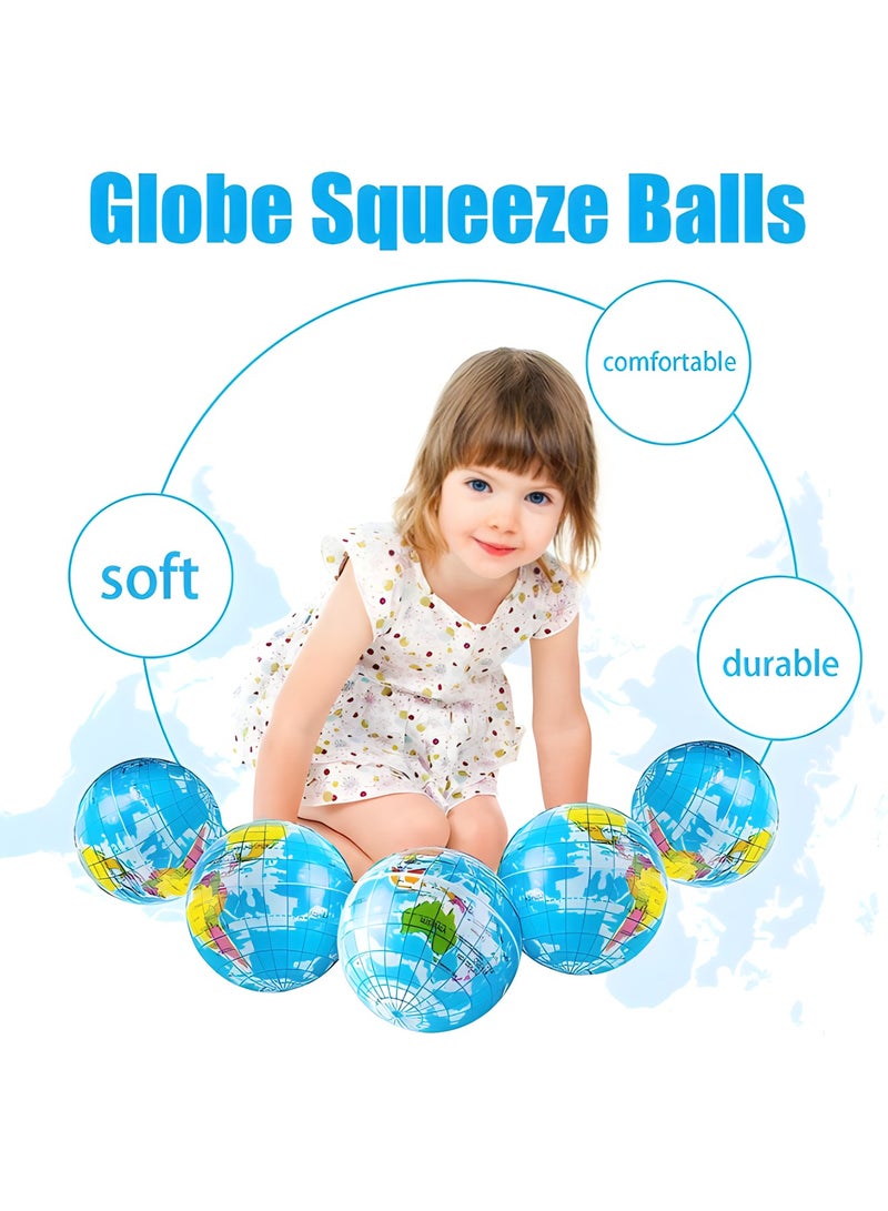 MAGIC VAULT 24 PCS Globe Squeeze Balls,2.5 Inch Globe Bouncy Ball Earth Squishy Ball,Mini Foam Globe Squeeze Stress Balls  - Image 3