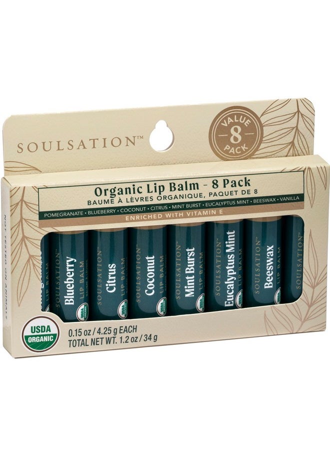 SOULSATION - Soulsation Organic Lip Balm Set, 8 Flavors - Moisturizing for Cracked & Dry Lips - Image 1