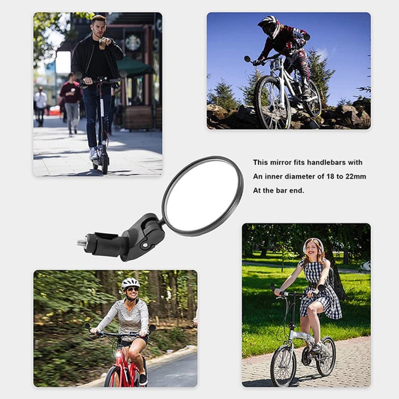 Cycling Handlebar Mirror 360 Rotatable Convex Glass Safety Rearview For Road Mountain Bikes - Image 5