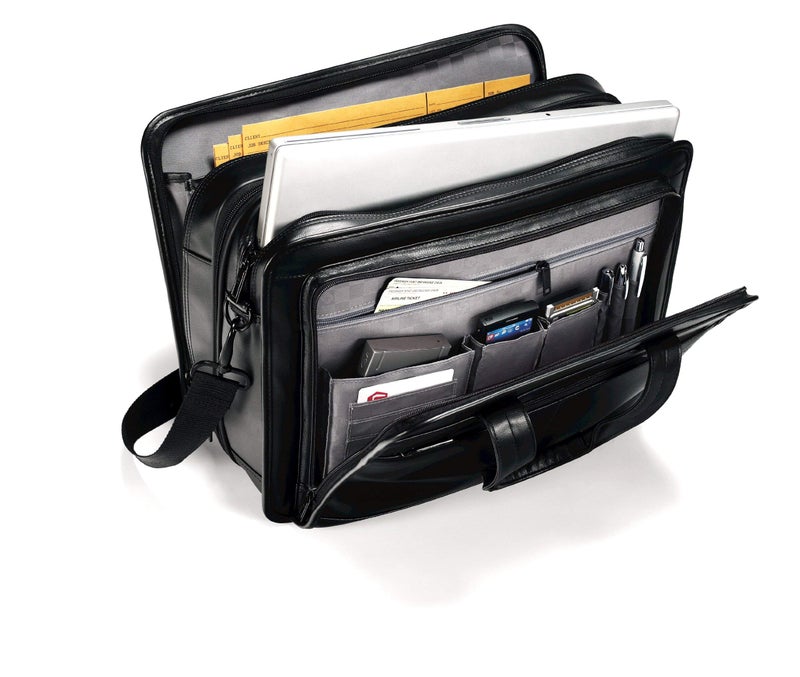 Samsonite حقيبة سامسونايت الجلدية القابلة للتوسيع، سوداء، مقاس واحد، 17" - Image 2