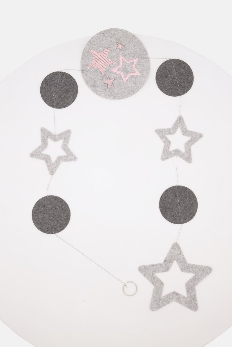 Gilde Three Piece Decorative Felt Garland Stars, Charcoal - Image 1