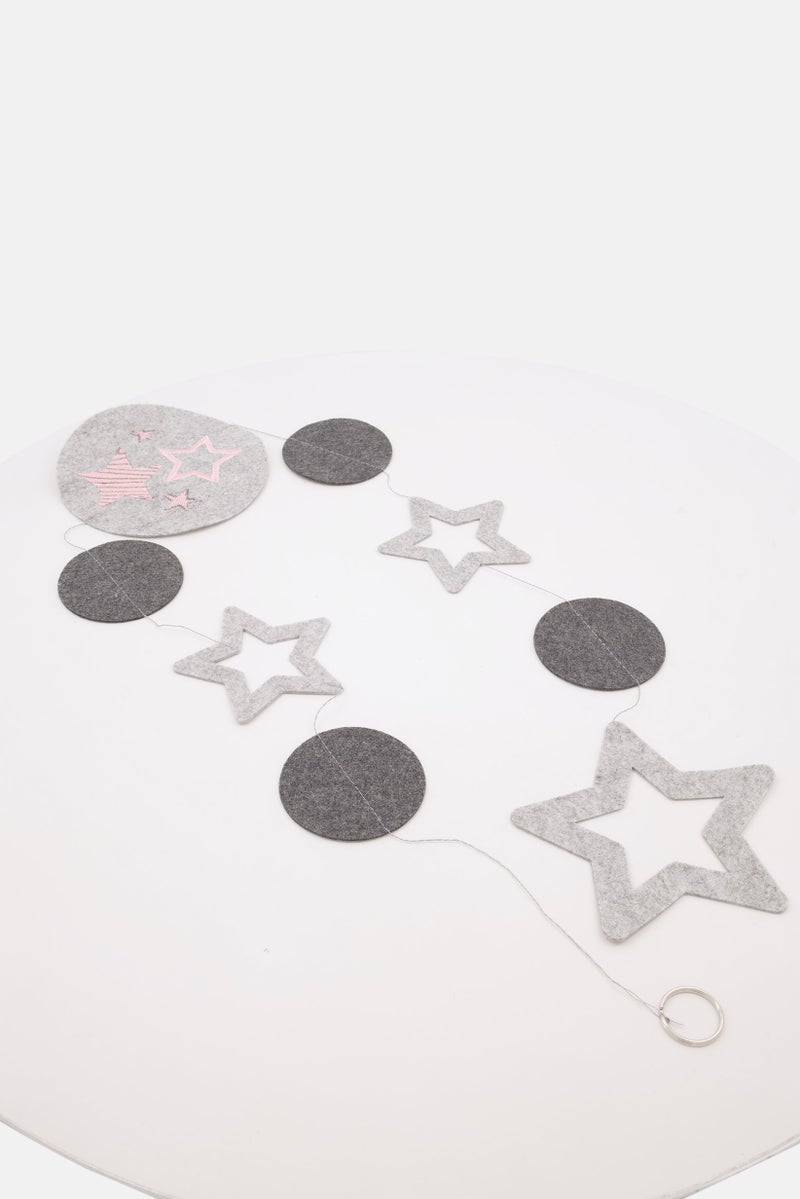 Gilde Three Piece Decorative Felt Garland Stars, Charcoal - Image 2