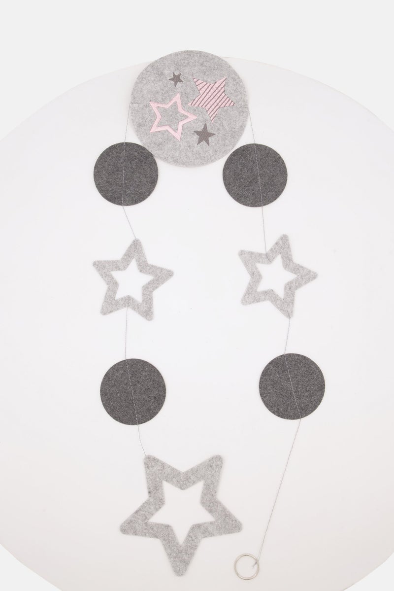 Gilde Three Piece Decorative Felt Garland Stars, Charcoal - Image 3