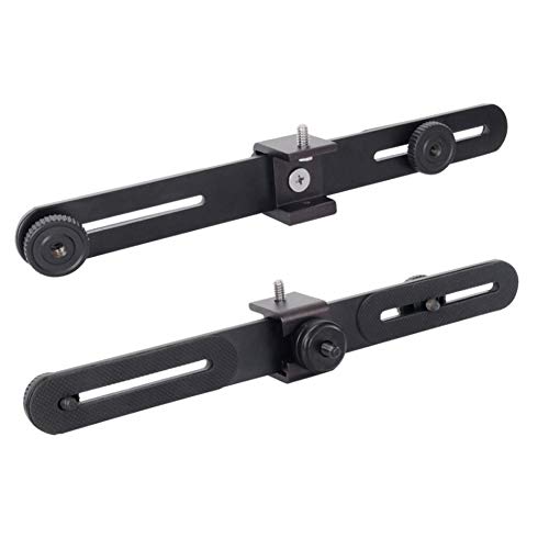 Walway Straight Triple Head Bracket Tripod Mount for 1/4 inches Screw DSLR Camera LED Light Flash Light Microphone and More, with Hot Shoe Socket - Image 1