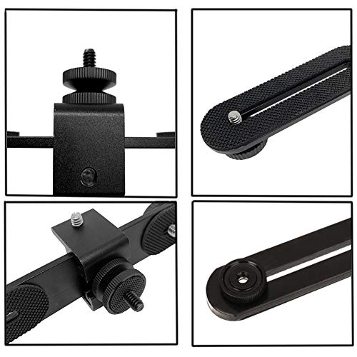 Walway Straight Triple Head Bracket Tripod Mount for 1/4 inches Screw DSLR Camera LED Light Flash Light Microphone and More, with Hot Shoe Socket - Image 4