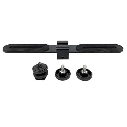 Walway Straight Triple Head Bracket Tripod Mount for 1/4 inches Screw DSLR Camera LED Light Flash Light Microphone and More, with Hot Shoe Socket - Image 3