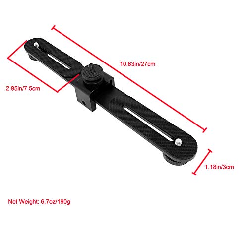 Walway Straight Triple Head Bracket Tripod Mount for 1/4 inches Screw DSLR Camera LED Light Flash Light Microphone and More, with Hot Shoe Socket - Image 5