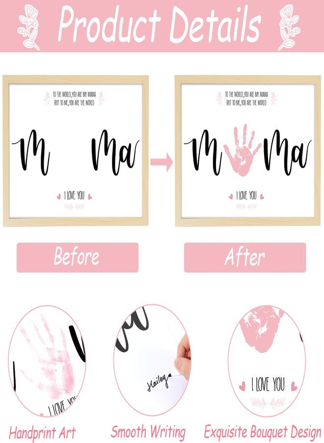 QOUBAI Mother's Day Handprint Art Craft DIY Kit Mother's Day Gifts from Daughter or Son Children Adults Handprint Keepsake with Wood Frame for Mom Grandma Birthday Holiday Activities 12x16 Inch - Image 3