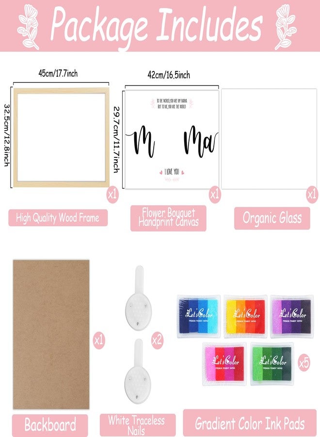 QOUBAI Mother's Day Handprint Art Craft DIY Kit Mother's Day Gifts from Daughter or Son Children Adults Handprint Keepsake with Wood Frame for Mom Grandma Birthday Holiday Activities 12x16 Inch - Image 2