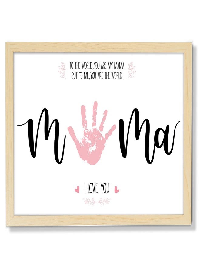 QOUBAI Mother's Day Handprint Art Craft DIY Kit Mother's Day Gifts from Daughter or Son Children Adults Handprint Keepsake with Wood Frame for Mom Grandma Birthday Holiday Activities 12x16 Inch - Image 1
