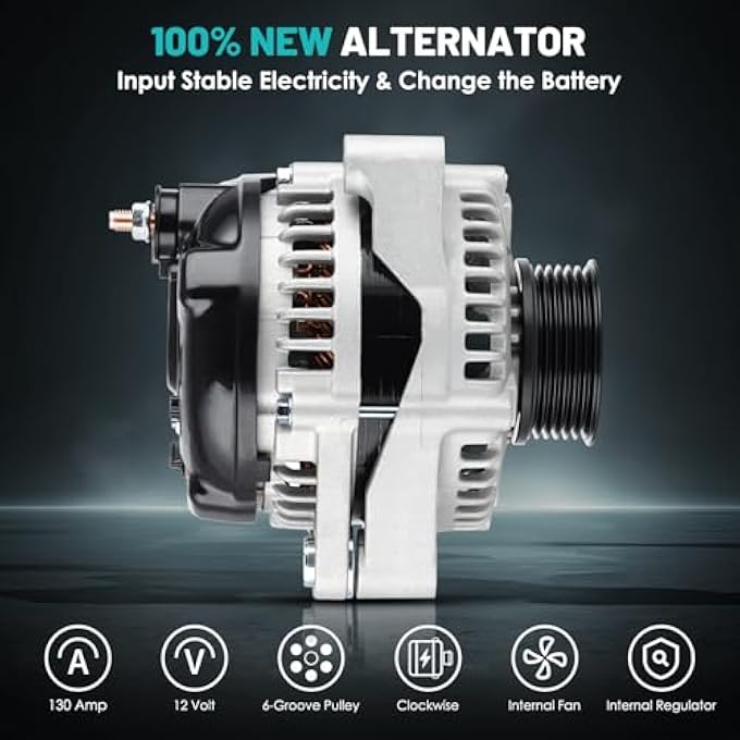 Farrme 13918 Car Alternator 12V 130 Amp, 6-Groove Pulley Fit for Honda Odyssey 2002-2004, for Pilot 2003-2004 & for Acura MDX 2001-2002 V6 3.5L Automotive Replacement Alternators 13918N, 104210-3090 - Image 3