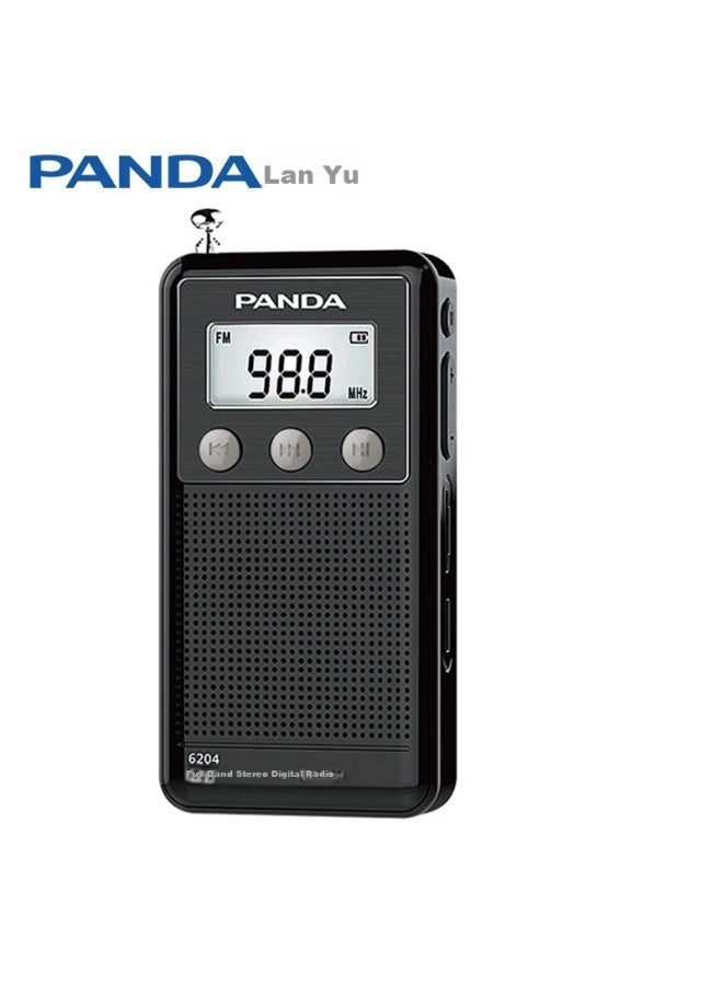 Panda Full Band Radio, Elderly-friendly, Mini Portable Radio With Card Slot, Rechargeable Semiconductor Speaker (black) - Image 1