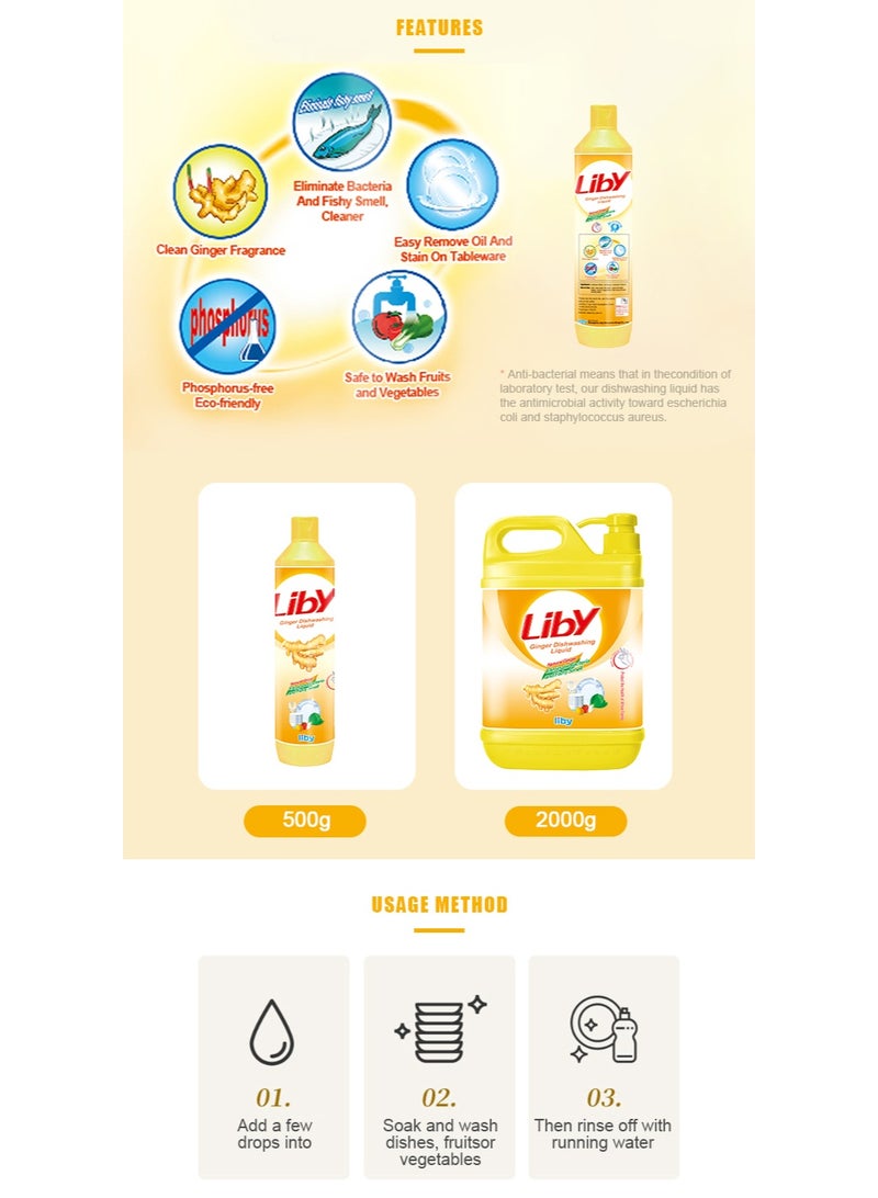 Liby Ginger Dishwashing Liquid – 2kg - Image 3