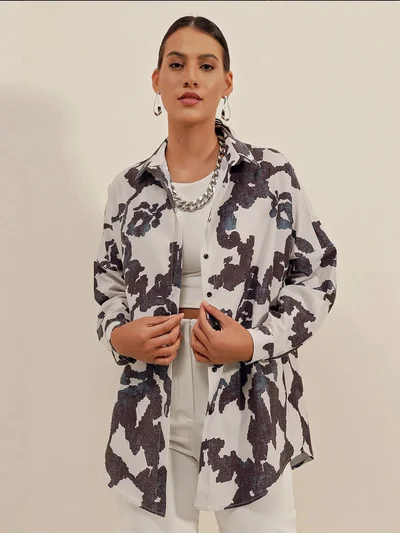 بيغ دارت قميص بأزرار وأكمام طويلة كبير الحجم من