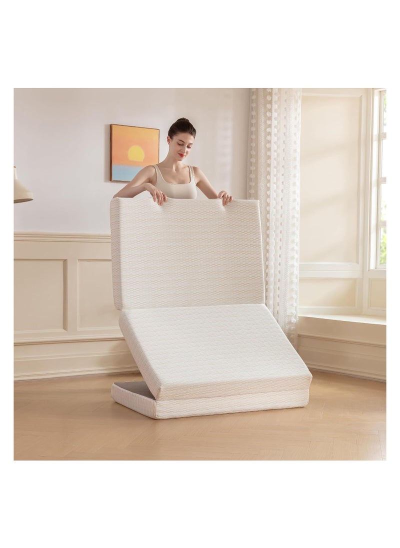 Comfy - Comfy Medicated Folding 180x 90x 7Cm Knitted Cotton White Mattress - Image 1