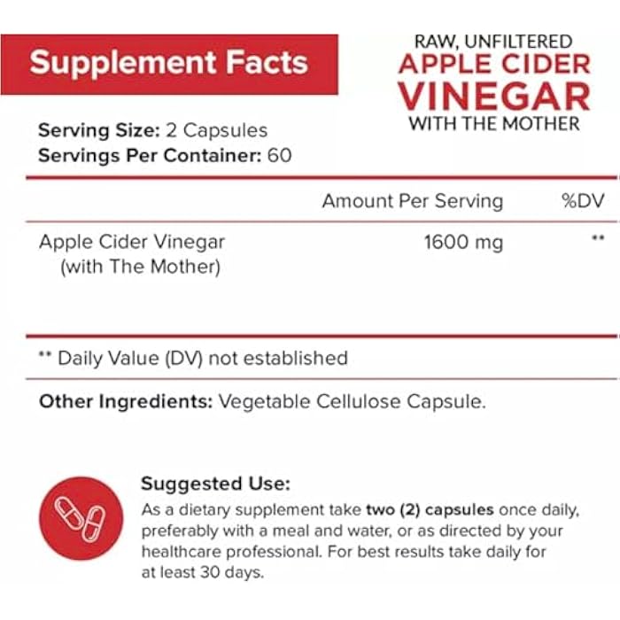 NutriFlair Apple Cider Vinegar Capsules with The Mother - 120 Vegan ACV Pills - Best Supplement for Healthy Weight Loss, Diet, Keto, Digestion, Detox, Immune - Powerful Cleanser & Appetite Suppressant Non-GMO - Image 2