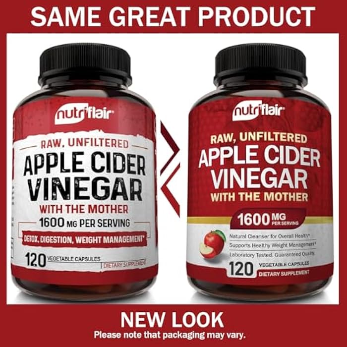 NutriFlair Apple Cider Vinegar Capsules with The Mother - 120 Vegan ACV Pills - Best Supplement for Healthy Weight Loss, Diet, Keto, Digestion, Detox, Immune - Powerful Cleanser & Appetite Suppressant Non-GMO - Image 3