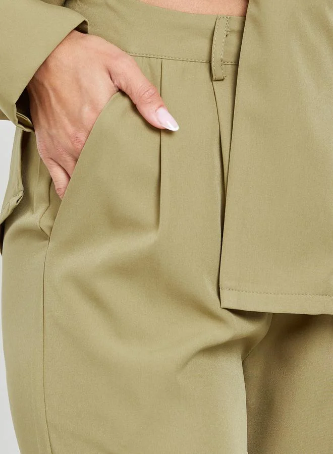 Styli Olive Wrap Front Shirt and Trousers Co-ords