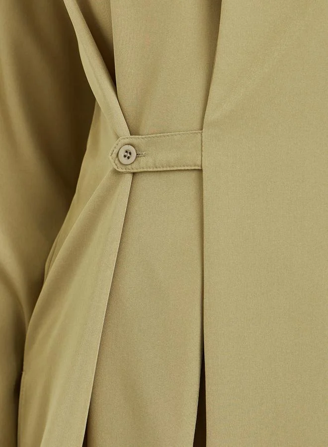 Styli Olive Wrap Front Shirt and Trousers Co-ords