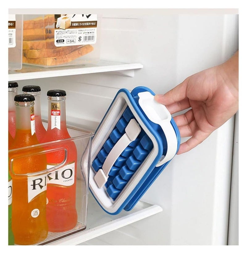 PH BROTHER Portable Ice Cube Tray Mold with Lid Blue 18 Large Cubes No Spill Cover NonBPA Reusable Pack of1 - Image 4