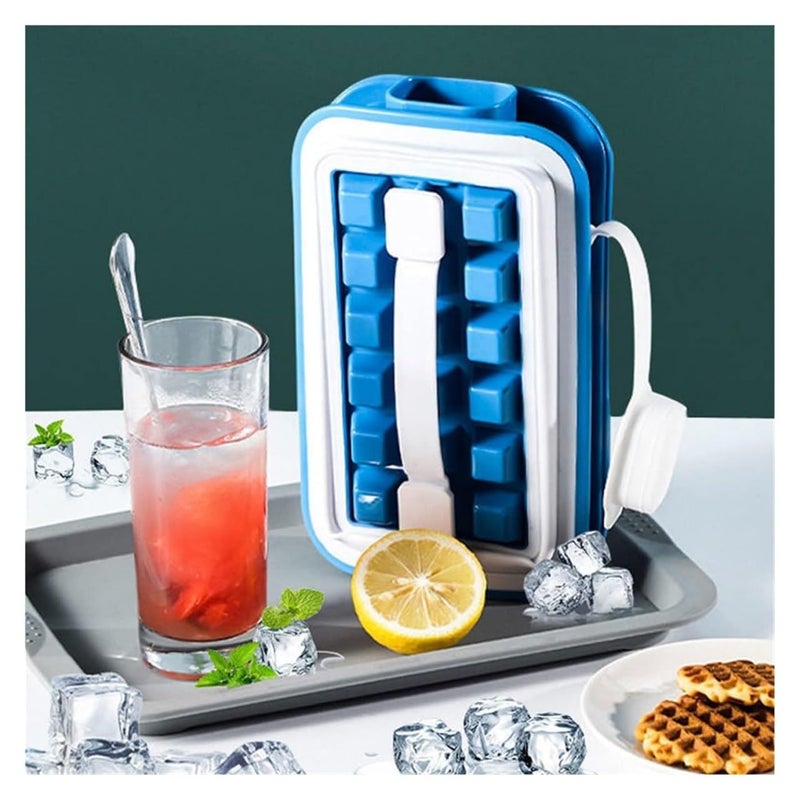 PH BROTHER Portable Ice Cube Tray Mold with Lid Blue 18 Large Cubes No Spill Cover NonBPA Reusable Pack of1 - Image 2