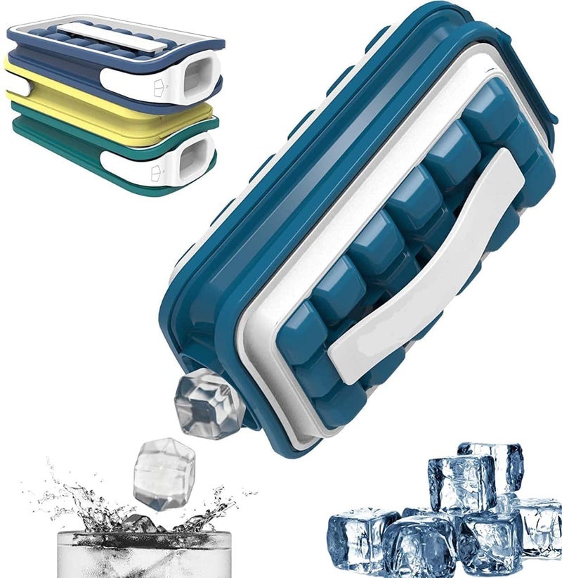 PH BROTHER Portable Ice Cube Tray Mold with Lid Blue 18 Large Cubes No Spill Cover NonBPA Reusable Pack of1 - Image 1