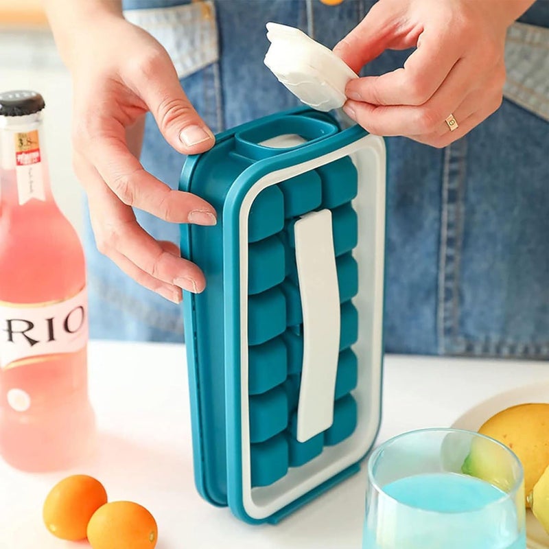 PH BROTHER Portable Ice Cube Tray Mold with Lid Blue 18 Large Cubes No Spill Cover NonBPA Reusable Pack of1 - Image 5