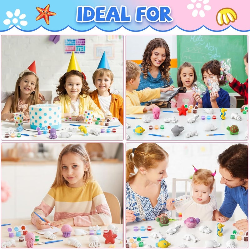 Simgoing 20 Set Ocean Animals Ceramic Painting Kit DIY Ceramic to Paint Your Own Under The Sea Animals Figurines Unpainted Plaster Summer Arts and Craft for Adults Beach Birthday Party Favors - Image 4