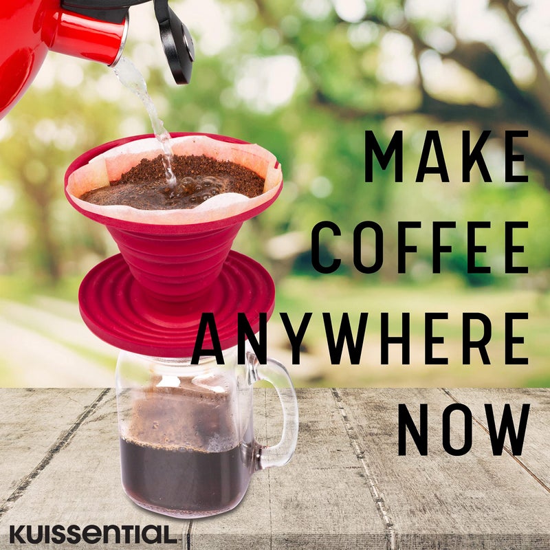 Kuissential SlickDrip Pour Over Coffee Dripper-Collapsible, Reusable Silicone Coffee Filter Cone-Manual Coffee Brewer Makes One to Two Cups of Strong Brew-Great for Hiking, Camping, Xmas Holiday Gifts - Image 2