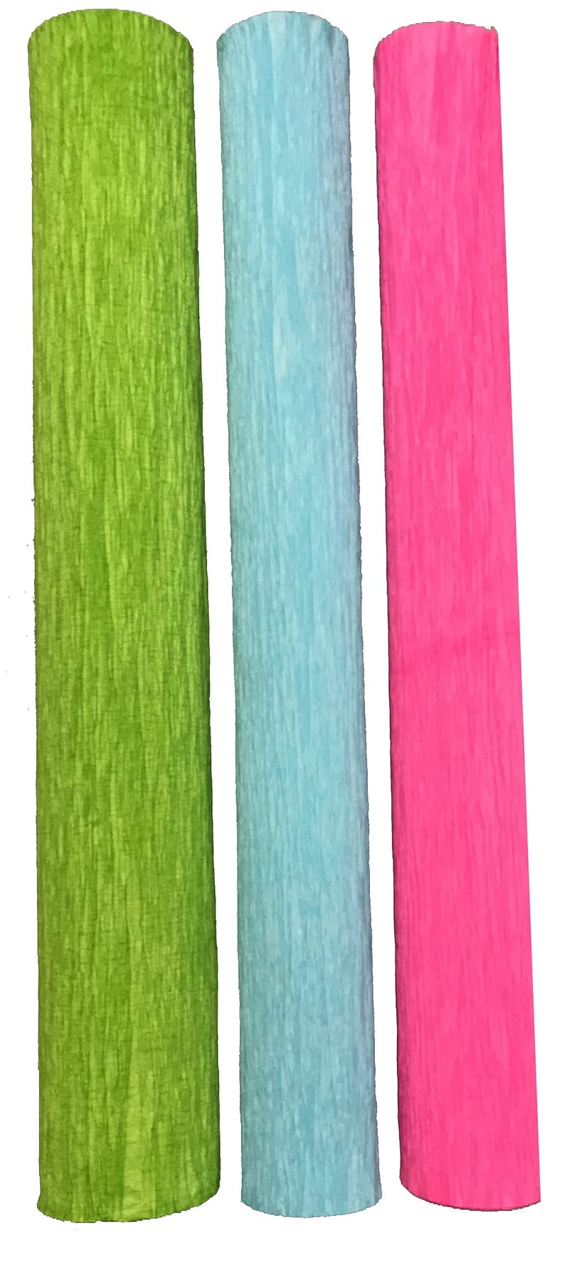 3A Featuretail Tricolor 8ft Length/20in Width Crepe Paper Roll/Wrinkled Paper for Flower Making, Bouquet Wrapping and Craft (Green-SkyBlue-Pink, 3 Roll - 1 Color Each) - Image 1