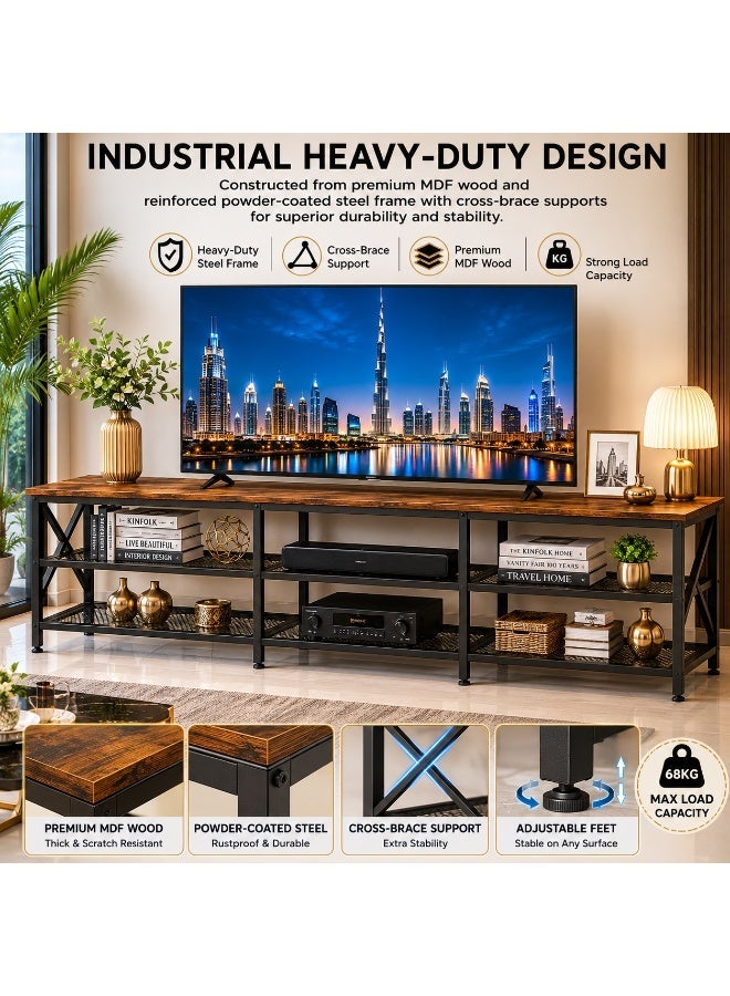 BrandTech Premium Modern TV Stand for 32-75 Inch TVs, Rustic Wooden Entertainment Center with 3-Tier Open Storage, Heavy-Duty Metal Frame, Media Console Table, 160 × 40 × 50 cm60 × 40 × 50 cm)  Option 3 - Image 4