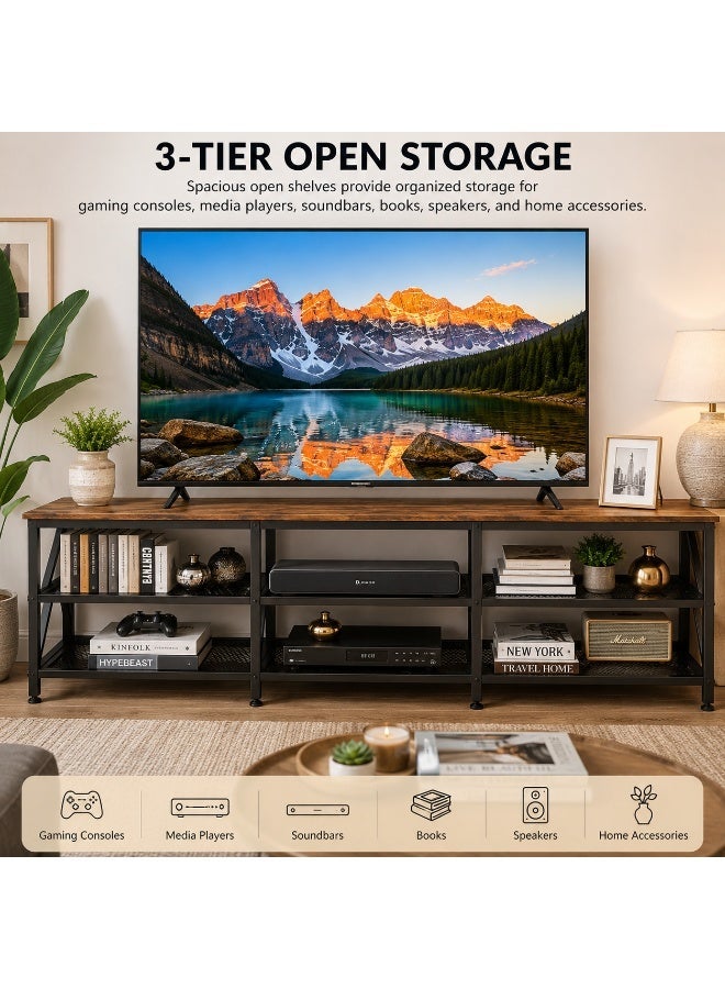 BrandTech Premium Modern TV Stand for 32-75 Inch TVs, Rustic Wooden Entertainment Center with 3-Tier Open Storage, Heavy-Duty Metal Frame, Media Console Table, 160 × 40 × 50 cm60 × 40 × 50 cm)  Option 3 - Image 3