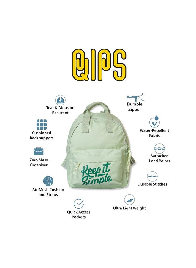 QIPS Keep It Simple 11-Inch Stylish & Trendy Mini Backpack for Travel, College & Daily Use | Compact & Durable Bag for Girls & Women - Saga Green - Image 2