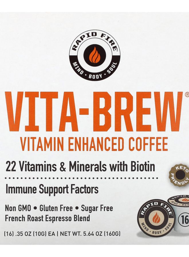 Vita-Brew Vitamin Enhanced Coffee French Roast Espresso Blend 16 K-Cup 0.35 oz (10 g) Each