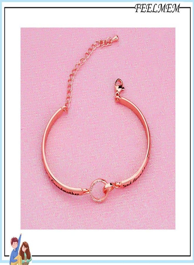 FEELMEM Family Jewelry Grandma Bracelet The Love Between Grandmother and Granddaughter is Forever Bracelet Nana Gifts (grandmother-Rose gold) - Image 2